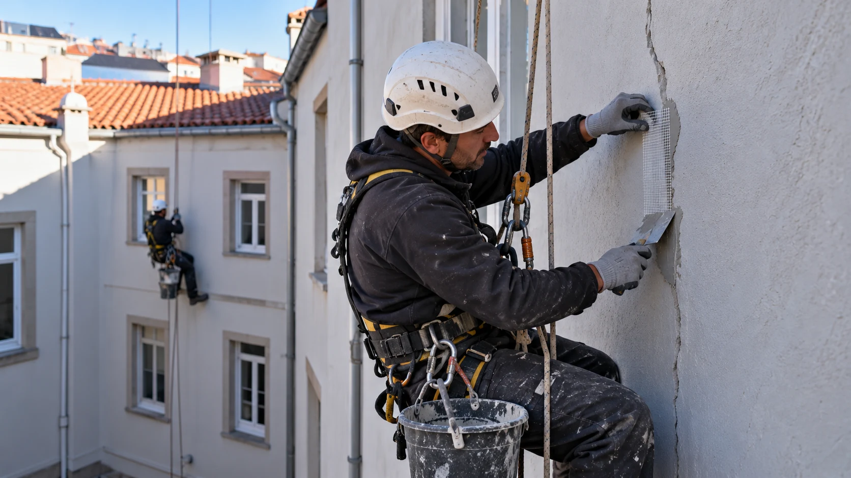 Reparación de fisura de patio en altura